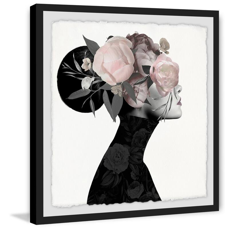 'Dark Flower Turban II' Framed Painting Print - Multi-Color