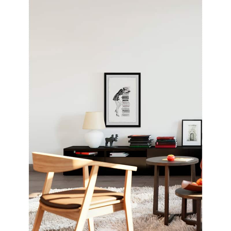 'Stack of Books' Framed Painting Print - Multi-Color