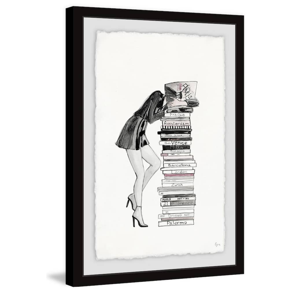 'Stack of Books' Framed Painting Print - Multi-Color