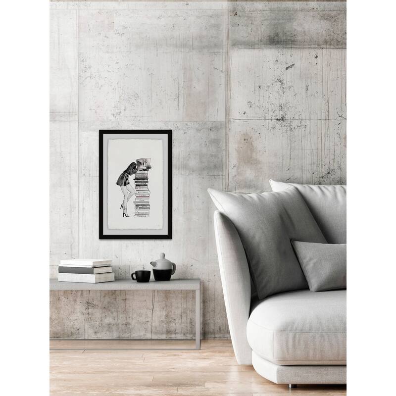 'Stack of Books' Framed Painting Print - Multi-Color