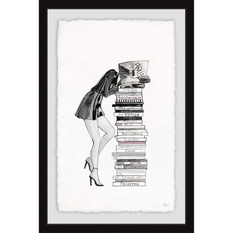 'Stack of Books' Framed Painting Print - Multi-Color