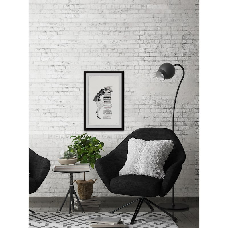 'Stack of Books' Framed Painting Print - Multi-Color