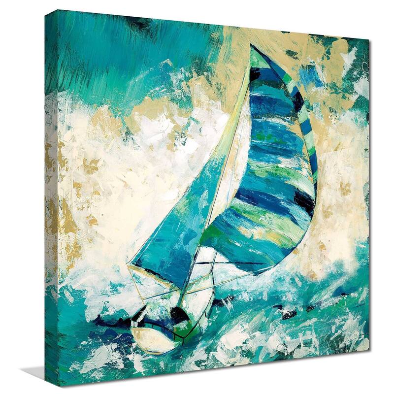 "Blue Water Regatta" by Tava Studios Print on Canvas - Blue