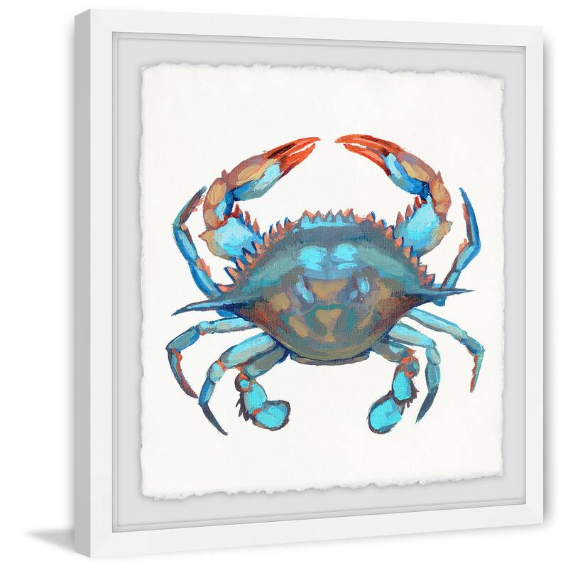 'Icy Blue Crab' Framed Painting Print - Multi-Color