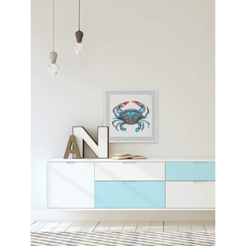 'Icy Blue Crab' Framed Painting Print - Multi-Color
