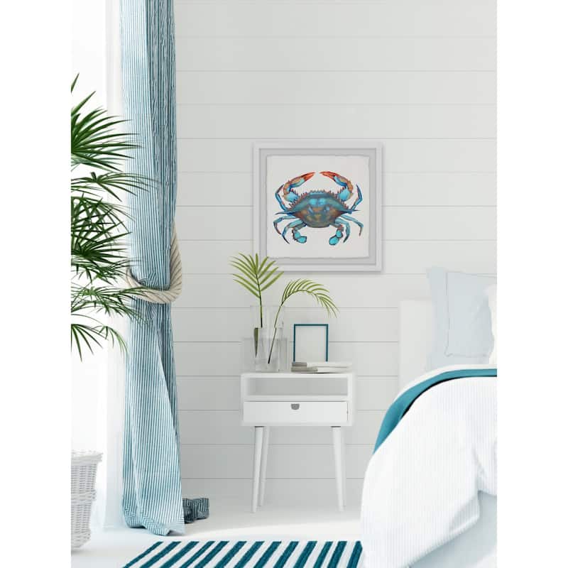 'Icy Blue Crab' Framed Painting Print - Multi-Color