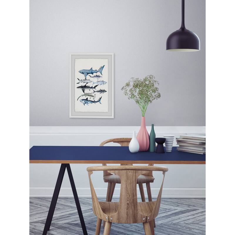 'Gills and Fins' Framed Painting Print - Multi-Color