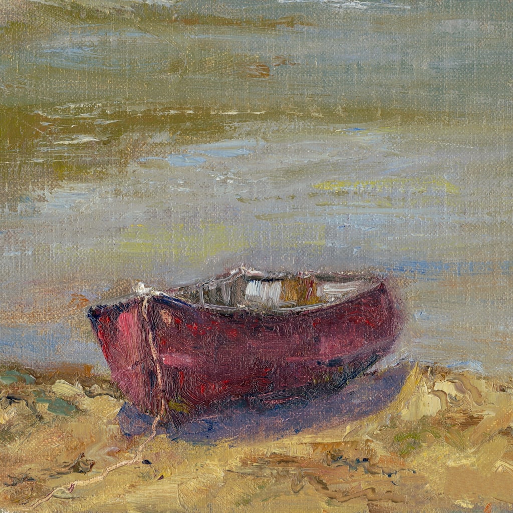 'Beached Red' Painting Print on Wrapped Canvas - Multi-Color