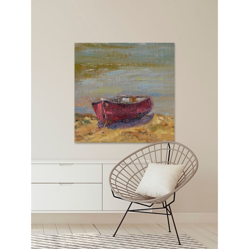 'Beached Red' Painting Print on Wrapped Canvas - Multi-Color