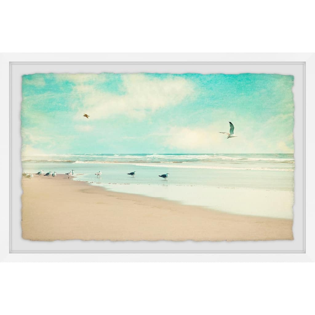 'Morning Beach' Framed Painting Print - Multi-Color