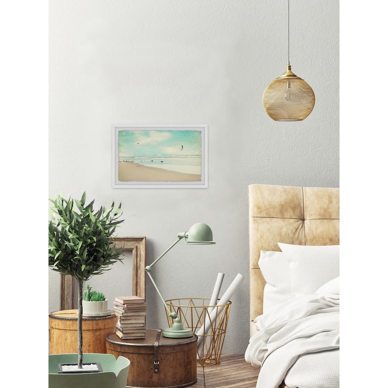 'Morning Beach' Framed Painting Print - Multi-Color