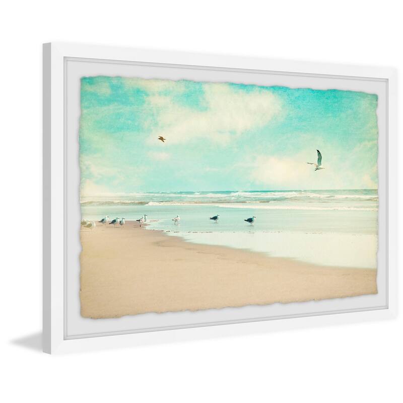 'Morning Beach' Framed Painting Print - Multi-Color