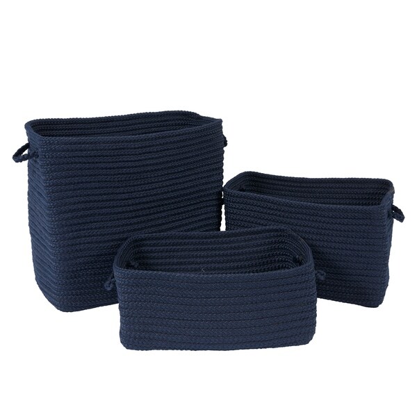Modern Farmhouse 3-Piece Basket Set - Navy