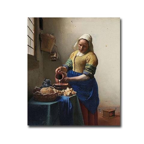 The Milkmaid by Johannes Vermeer Gallery Wrapped Canvas Giclee Art (14 in x 12 in, Ready to Hang)