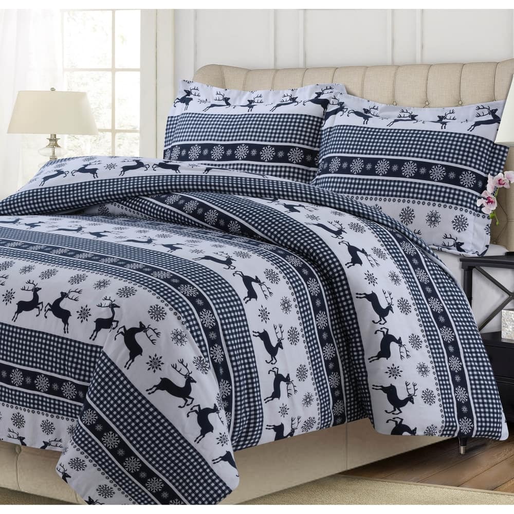 200-GSM Heavyweight Soft Flannel Printed Oversized Duvet Cover Set (Insert Excluded)
