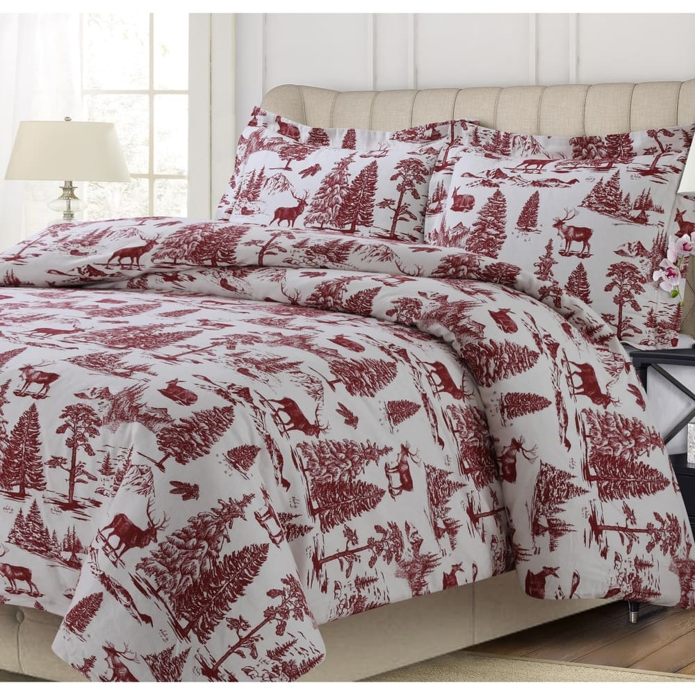200-GSM Heavyweight Soft Flannel Printed Oversized Duvet Cover Set (Insert Excluded)