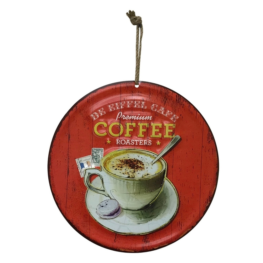 Creative Motion Round Metal Painted Art with "Premium Coffee Roasters"