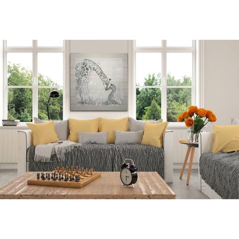 Sketchy Mother and Baby Giraffe -Gallery Wrapped Canvas