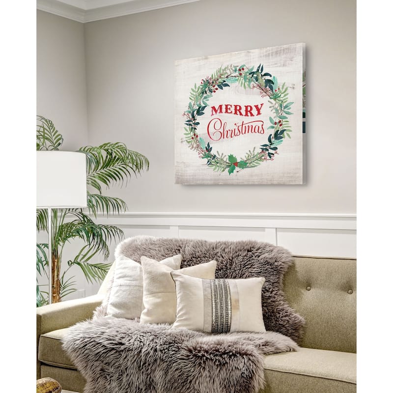 Merry Christmas Wreath -Gallery Wrapped Canvas