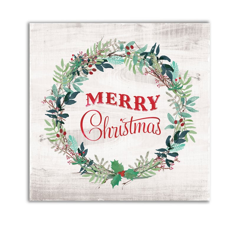 Merry Christmas Wreath -Gallery Wrapped Canvas