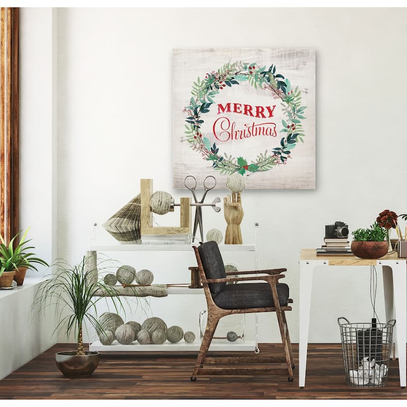Merry Christmas Wreath -Gallery Wrapped Canvas