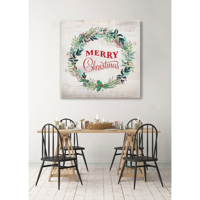 Merry Christmas Wreath -Gallery Wrapped Canvas