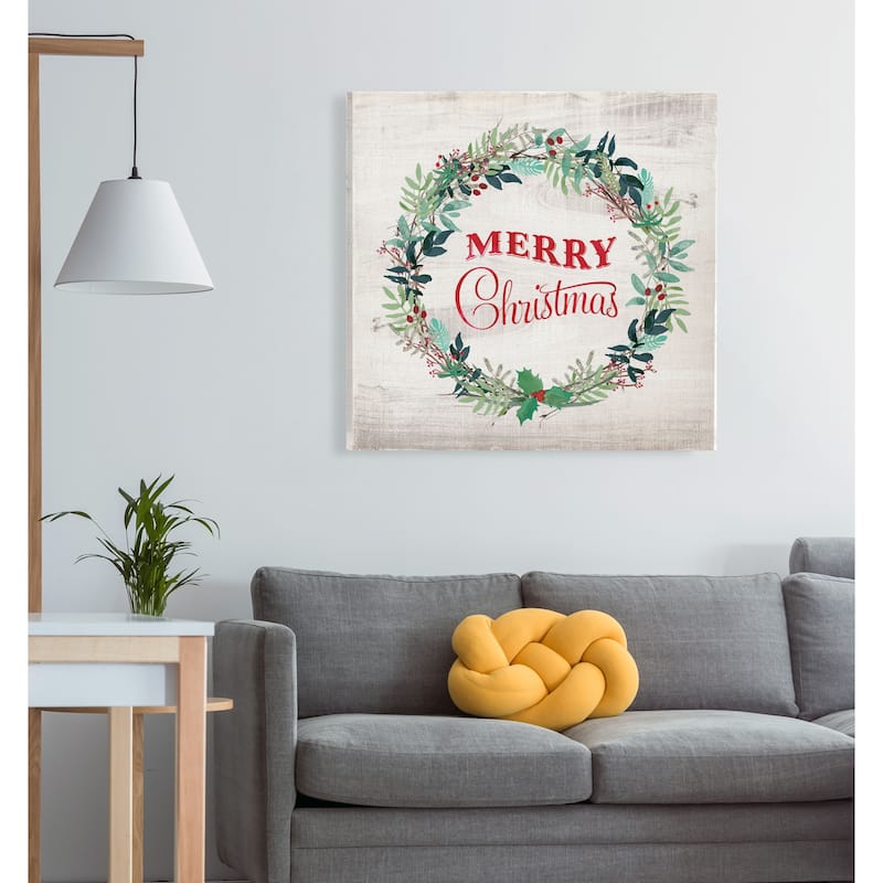 Merry Christmas Wreath -Gallery Wrapped Canvas