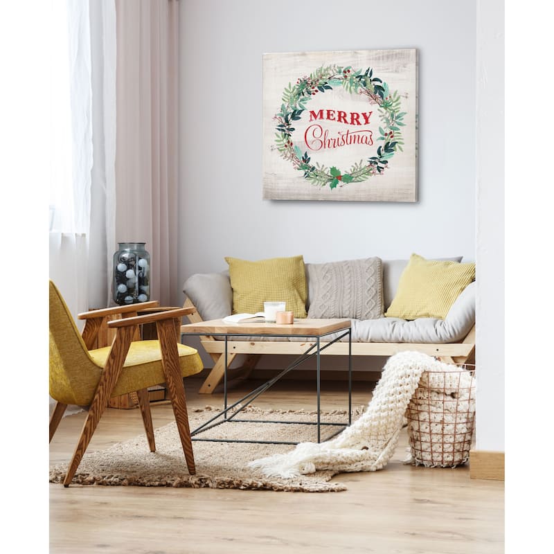 Merry Christmas Wreath -Gallery Wrapped Canvas