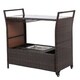 Kinbor Outdoor Wicker Bar Cart Patio Serving Cart w/ Wheels - Thumbnail 7