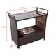 Kinbor Outdoor Wicker Bar Cart Patio Serving Cart w/ Wheels - Thumbnail 5