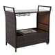 Kinbor Outdoor Wicker Bar Cart Patio Serving Cart w/ Wheels - Thumbnail 6
