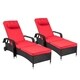 Kinbor Set of 2 Patio Furniture Outdoor Wicker Chaise Lounge Chair Adjustable Lounger Chair w/ Cushion - Thumbnail 8