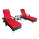Kinbor Set of 2 Patio Furniture Outdoor Wicker Chaise Lounge Chair Adjustable Lounger Chair w/ Cushion - Thumbnail 16