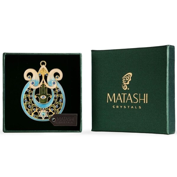 Ancient Harp with Hamsa and Star of David Hanging Ornament (Pewter) by Matashi
