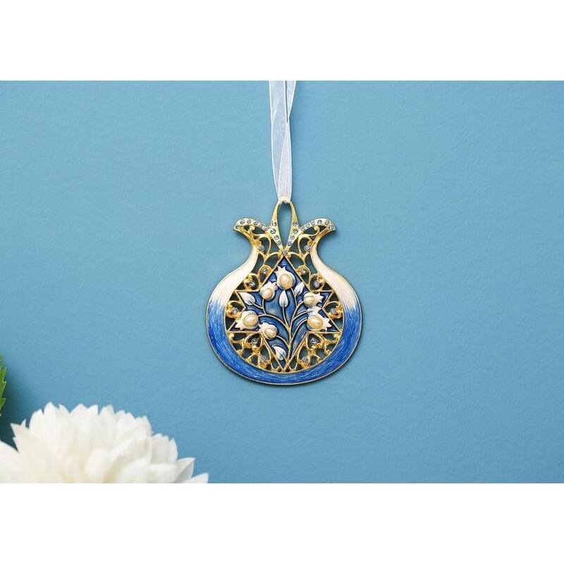 Classic Gold-Plated Pomegranate with Star of David Hanging Ornament by Matashi