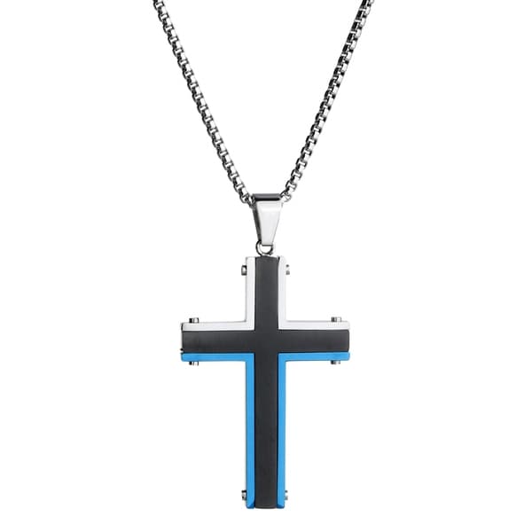 black and blue cross necklace