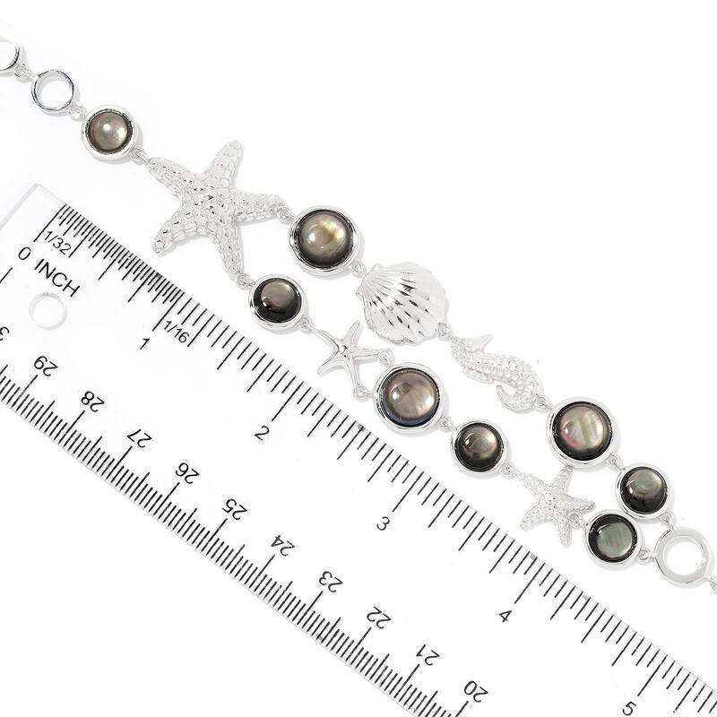 Sterling Silver Grey Mother-of-Pearl Sea Life 2-Row Bracelet