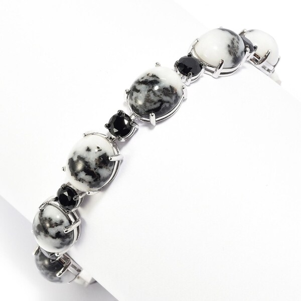 Pinctore Sterling Silver 7 25 Oval Round White Buffalo Line Pinctore Sterling Silver 7 25 Oval Round White Buffalo Line Bracelet