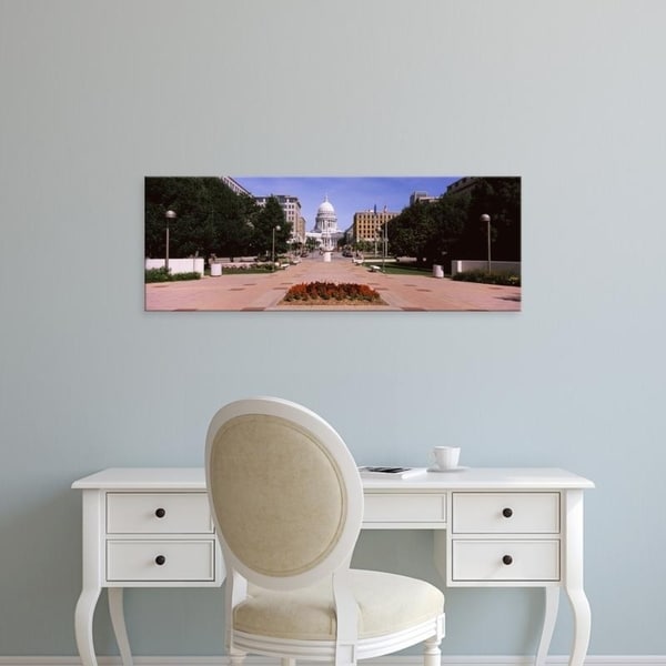 Easy Art Prints Panoramic Images's 'Footpath leading toward a building, Wisconsin State Capitol, Madison, Wisconsin' Canvas Art