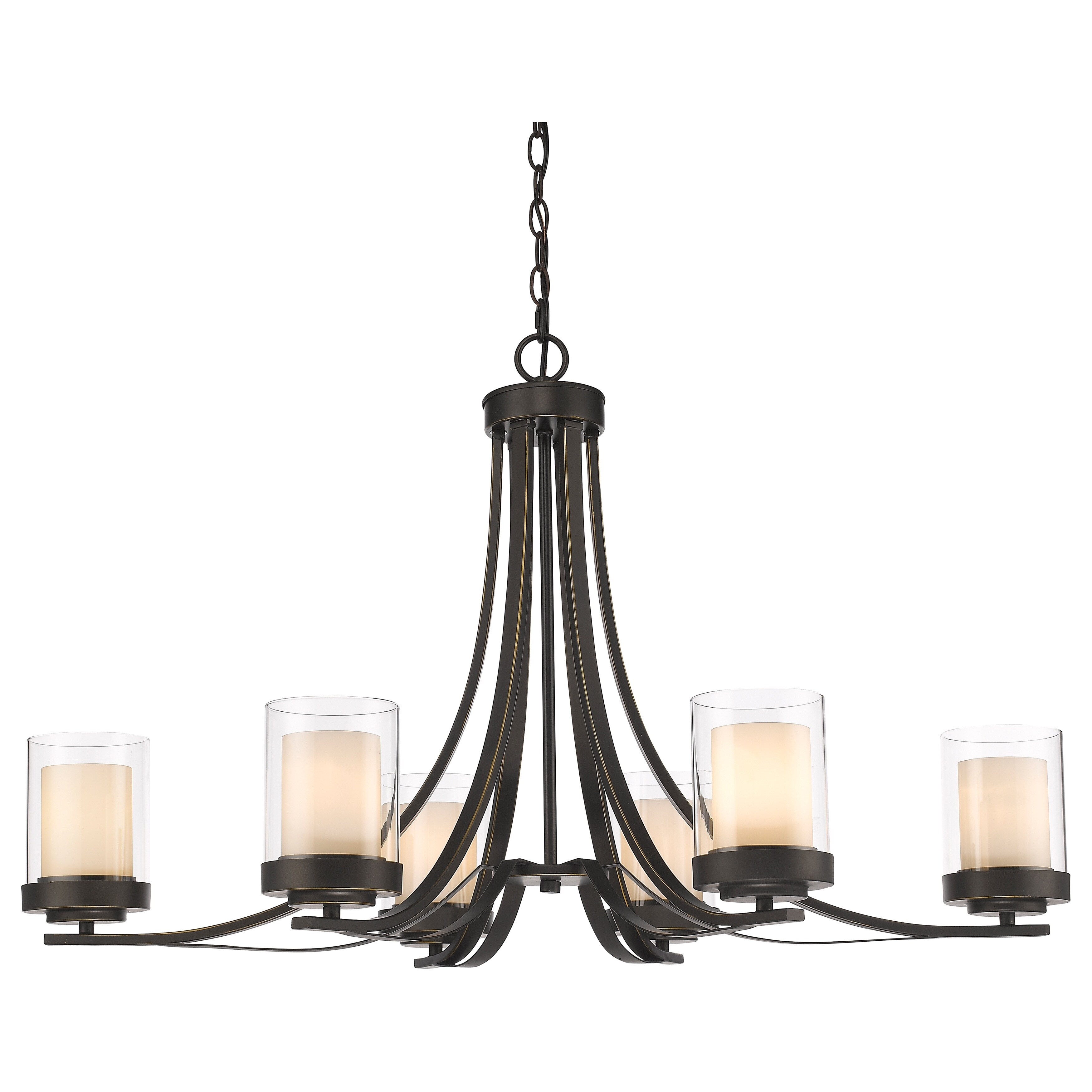 Avery Home Lighting Willow 6-light Olde Bronze Inner Matte Opal and Outer Clear Chandelier - Chandeliers For Bedrooms by Overstock.com