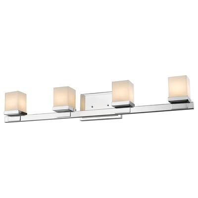 Avery Home Lighting Cadiz 4-light Chrome Matte Opal Vanity - Silver