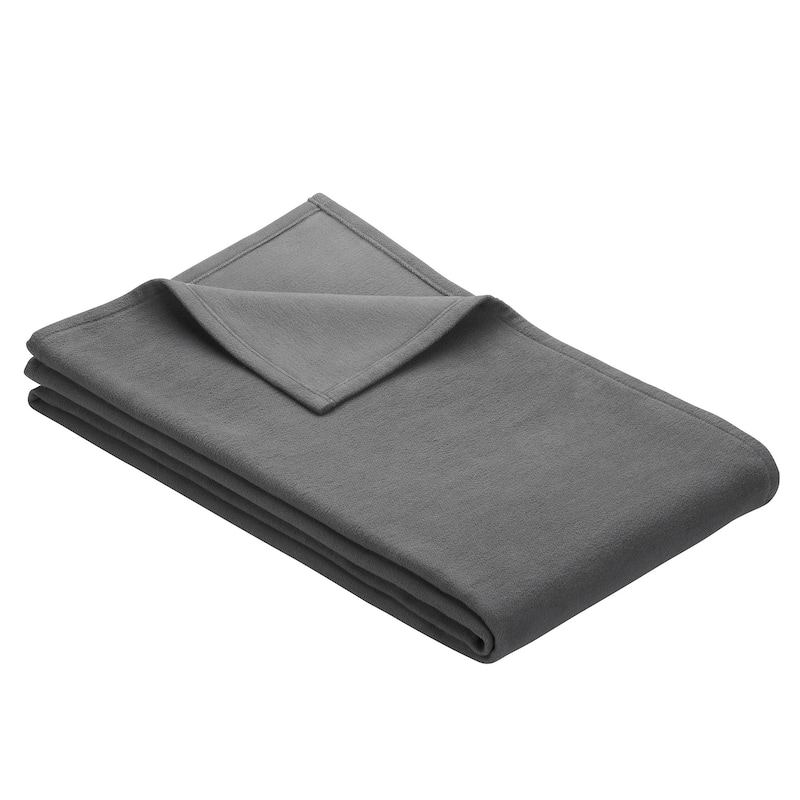IBENA Pure Cotton Queen & King Size Blanket - Pewter - Queen