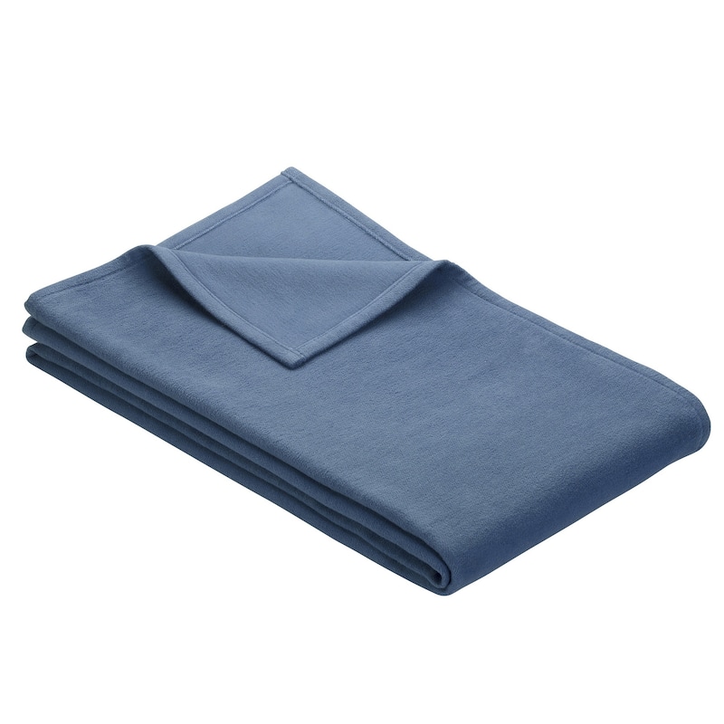 IBENA Pure Cotton Queen & King Size Blanket - Slate Blue - Queen