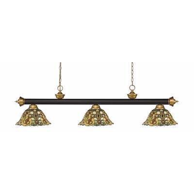 Avery Home Lighting Riviera Bronze & Satin Gold Multi Colored Tiffany-style 3 Light Billiard Light