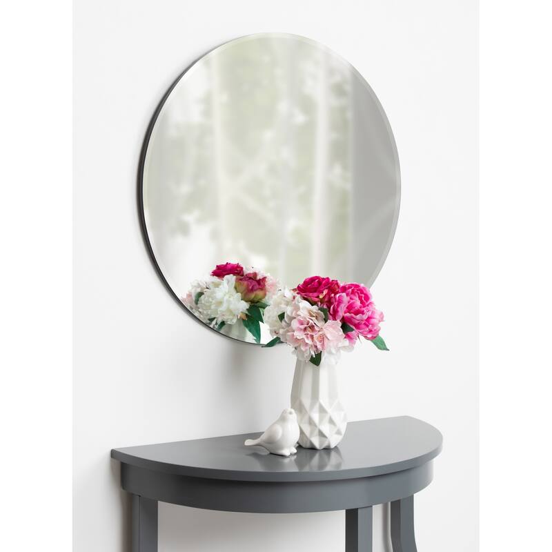 Kate and Laurel Azalea Frameless Round Wall Mirror - 26" diameter