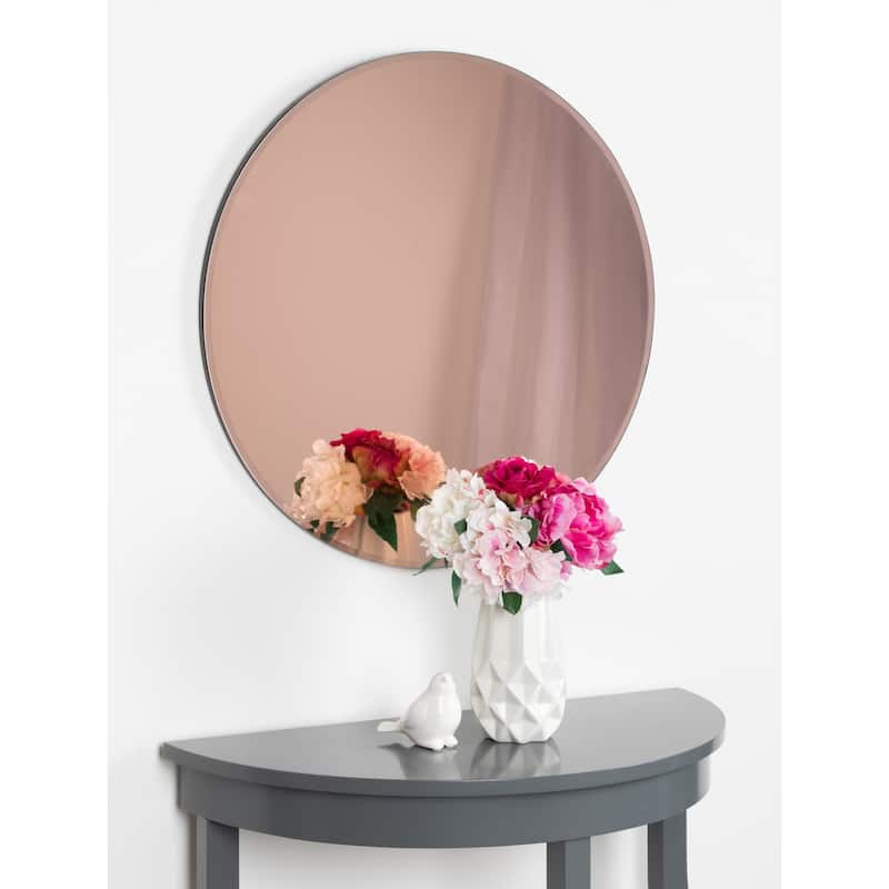 Kate and Laurel Azalea Frameless Round Wall Mirror - 26" diameter