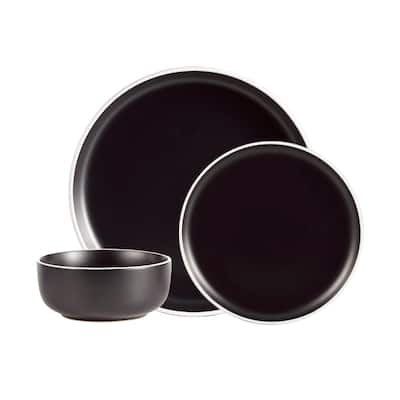 Dinnerset 12Pcs 2 Tone Black Cylinder Matte
