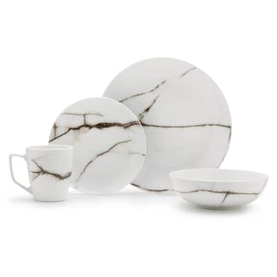 Dinnerset 16-Piece Marble Porcelain Dinnerware Set