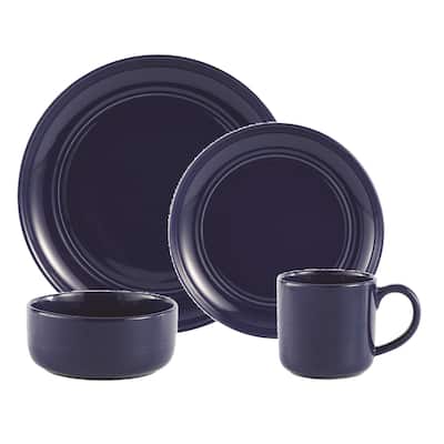 Dinnerset 16Pcs Navy Stoneware Ridge