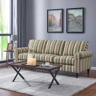 Handy Living Bella SoFast Coastal Blue Stripe Slipcover Sofa